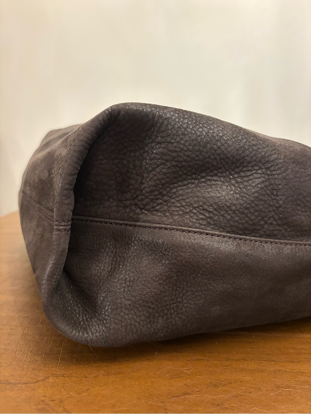 Authentic Fendi Large Dark Brown Leather suede Shoulder Bag Decorative Buckle - Picture 9 of 12